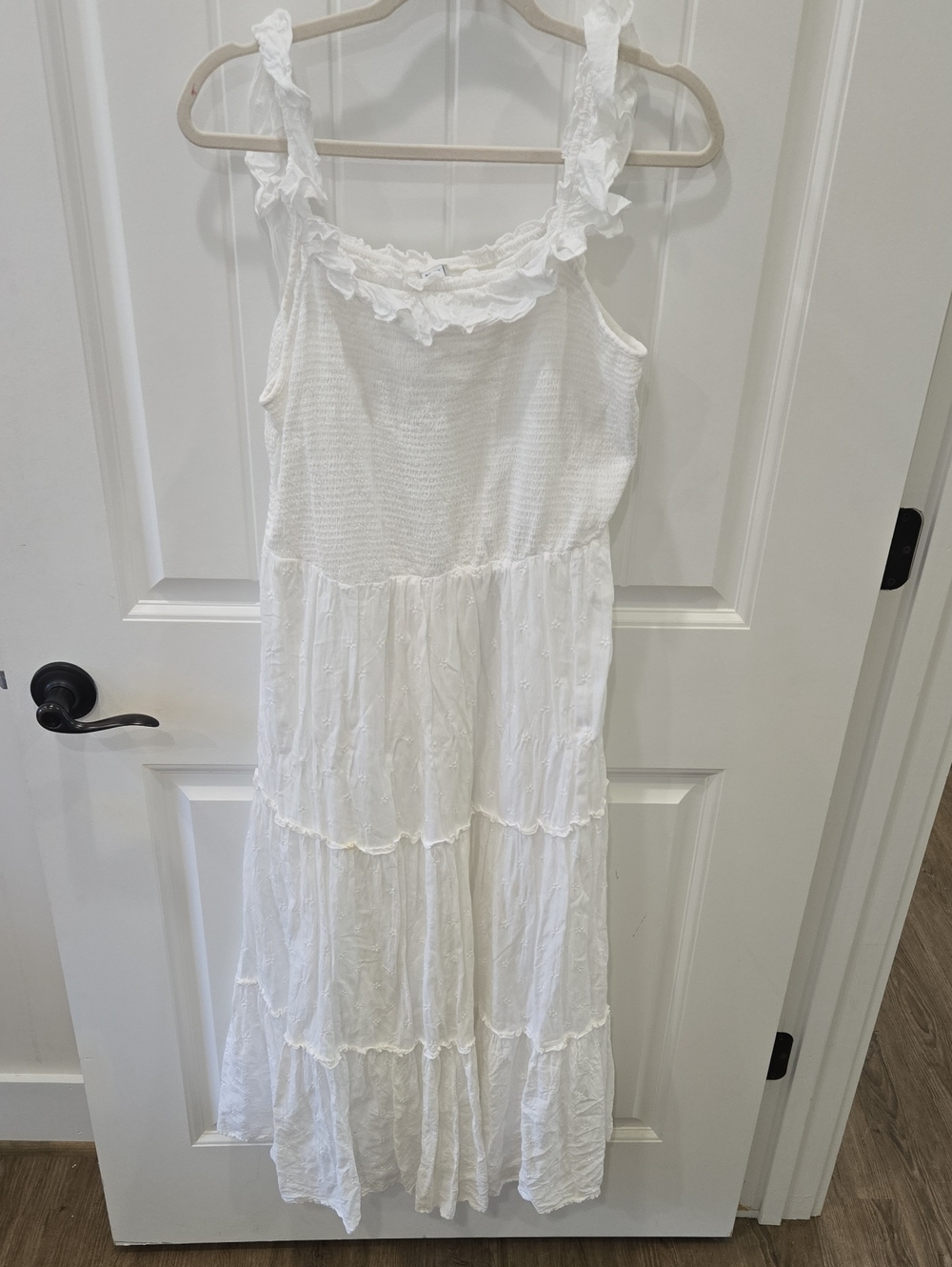 White Ruffle-Tiered Dress